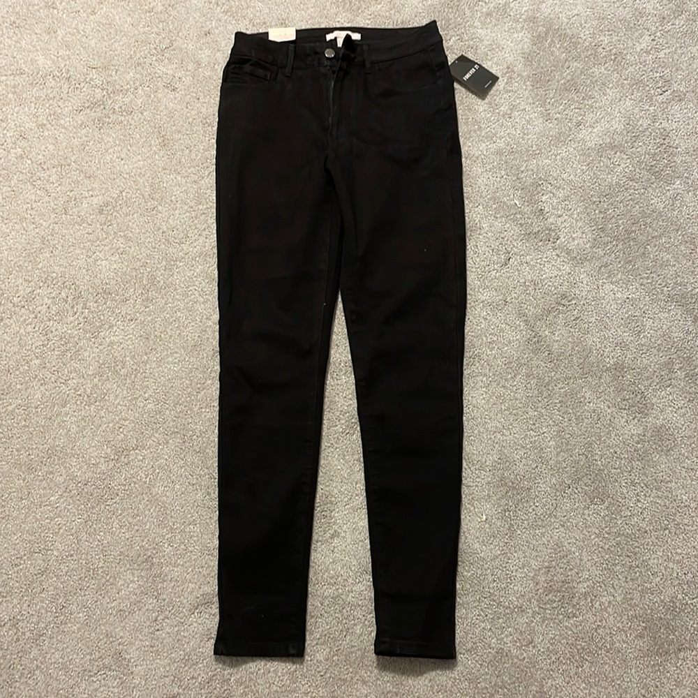 Black mid rise skinny jeans
